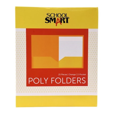 School Smart FOLDER TWO-POCKET POLY ORANGE PACK OF 25 PK 2019639
